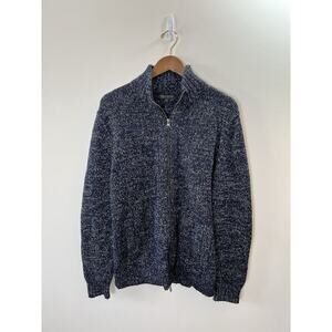 Banana Republic Men’s Zip Wool Blend Cardigan Sweater Size XL Navy Marled Preppy